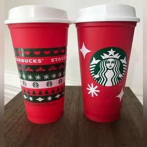 Starbucks Holiday Red Tumblers & Lids 25 Years Holiday Set